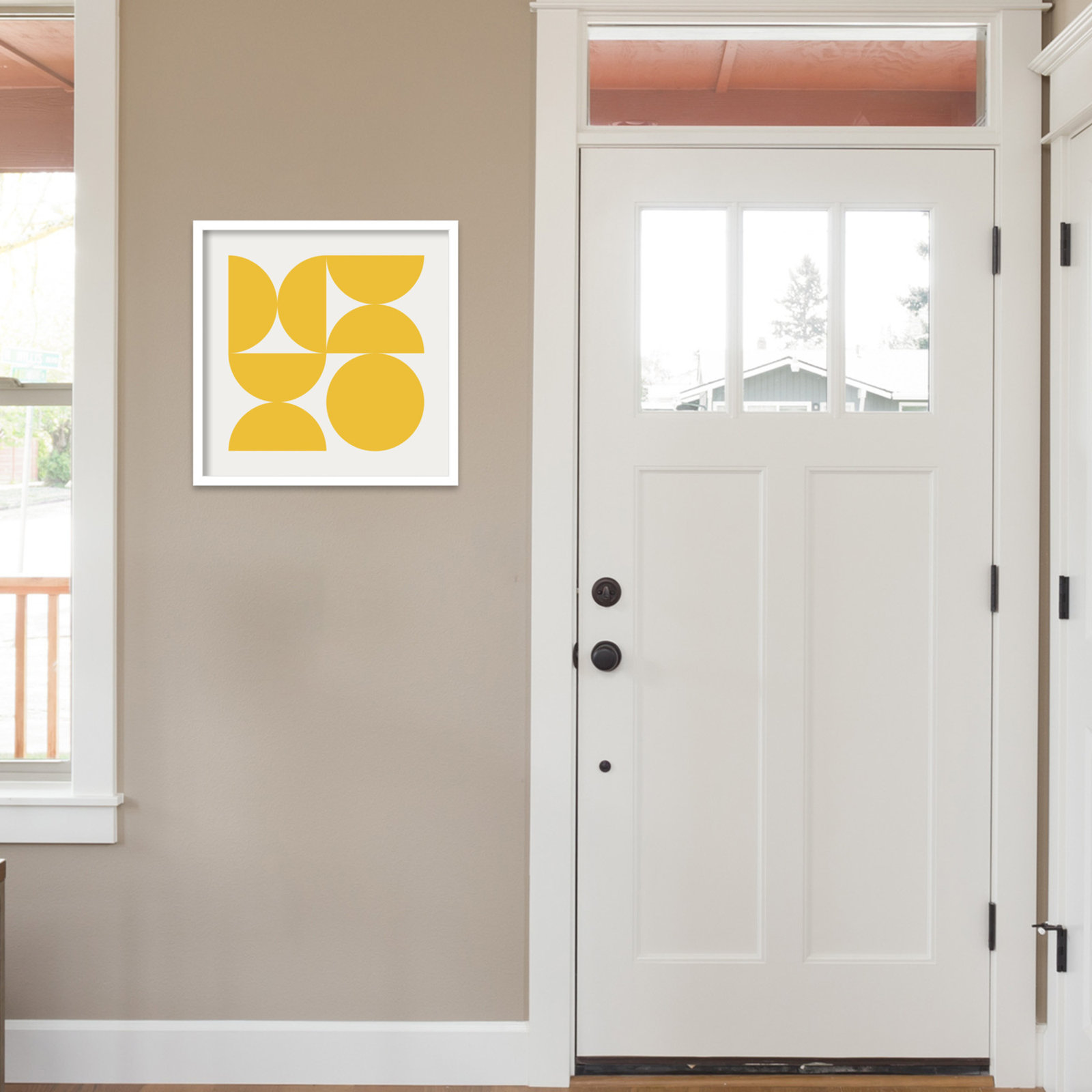 Bold Vintage Geometric Sunshine Yellow by The Creative Bunch Studio Framed Art Print, White, 21" H x 21" W x 1" D