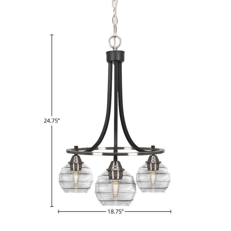 Lustre 3 lumières Ottavia Paramount, Noir mat/nickel brossé, Clair