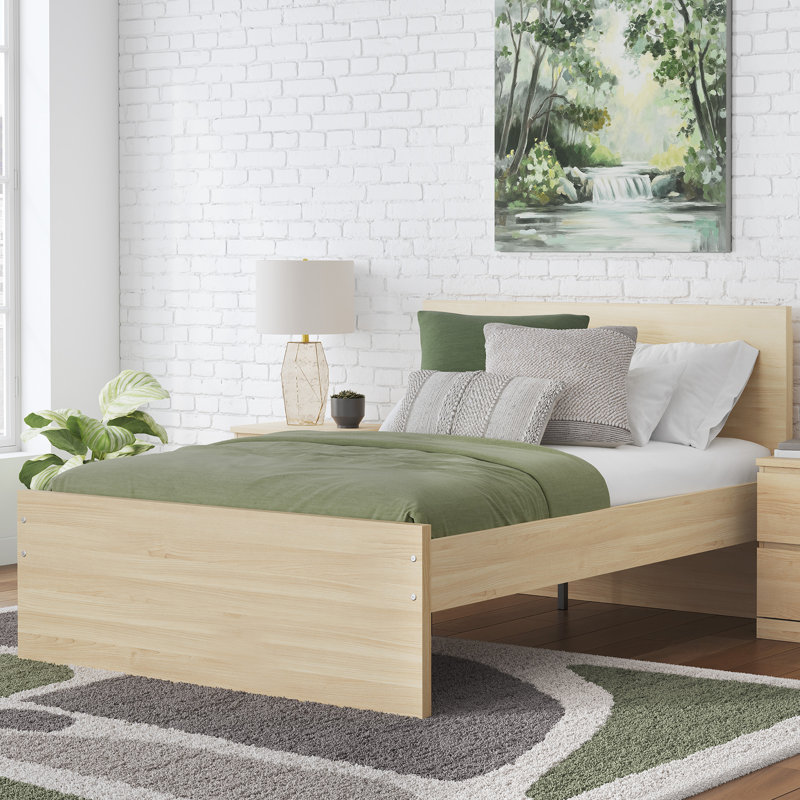 Onita Full Panel Platform Bed, Beige, Full