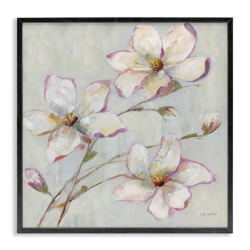 Fleurs de pommier, art giclée par Sally Swatland, H 12 po x l 12 po, Giclée encadrée noir minuit