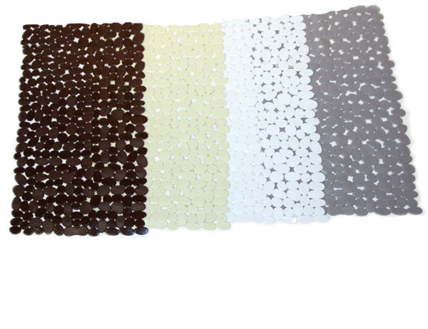 Tapis pour salle de bain pierres caoutchouteuses, gris