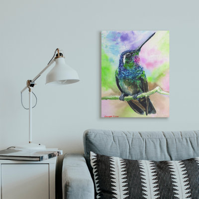 Vibrant Hummingbird perché doux Tie-Dye par George Dyachenko - peinture sur toile