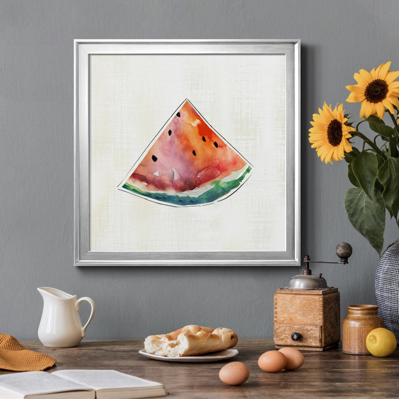 «Happy Melon», reproduction d'art sur toile encadrée, H 17,5 po x l 17,5 po x P 1,5 po, Toile argentée encadrée