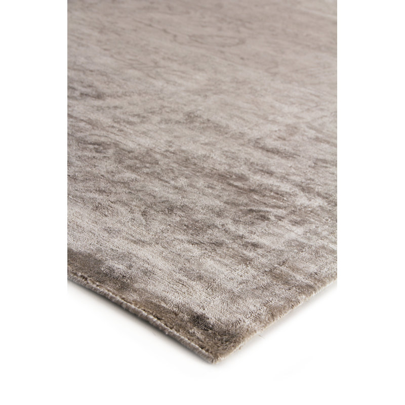 Antique'd Silk Oriental Area Rug in Taupe, Rectangle 9' x 12'