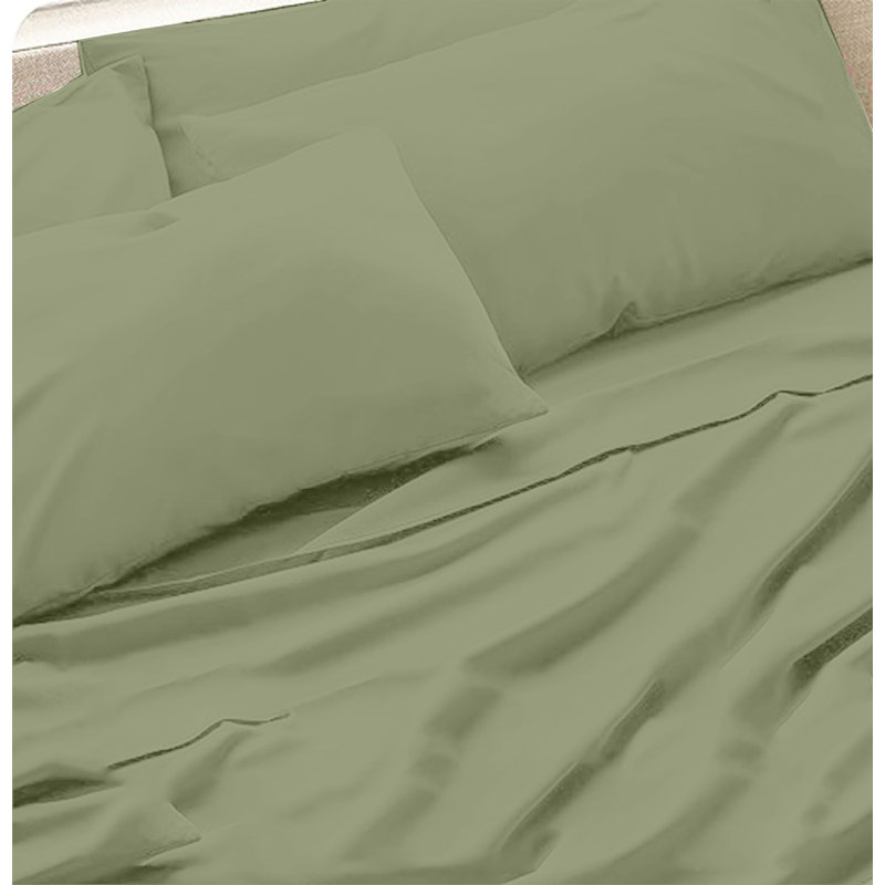 6-Piece Premium Deep Pockets Microfiber Sheet Set, California King, Light Olive