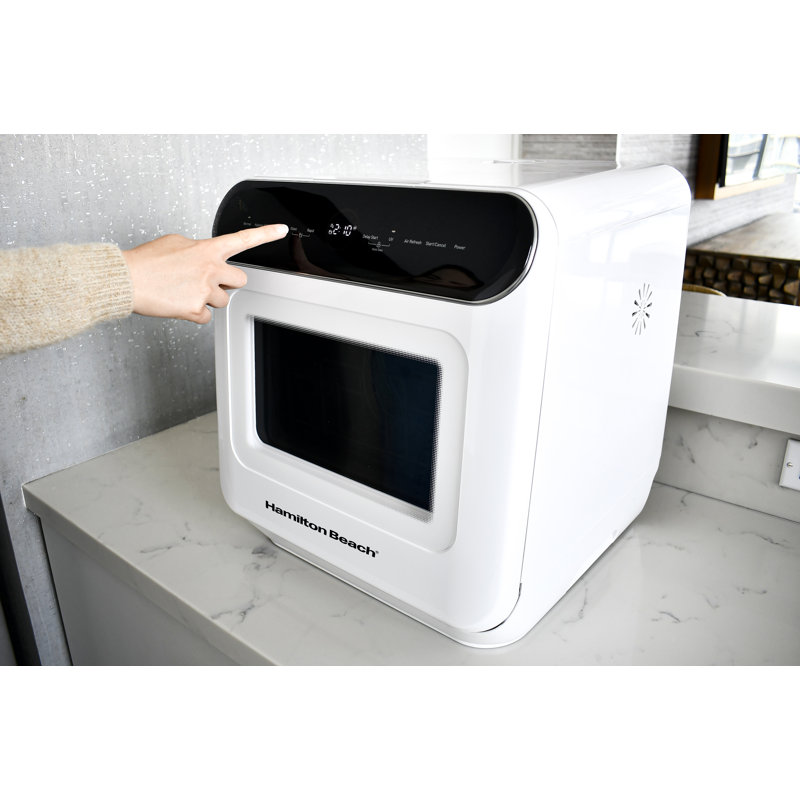 RCA White Compact Countertop Dishwasher with Built-In Water Tank
