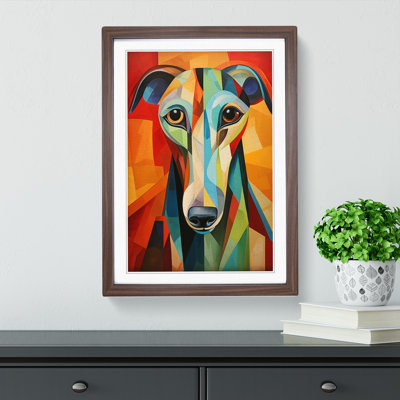 Greyhound Cubism Art - Framed Print