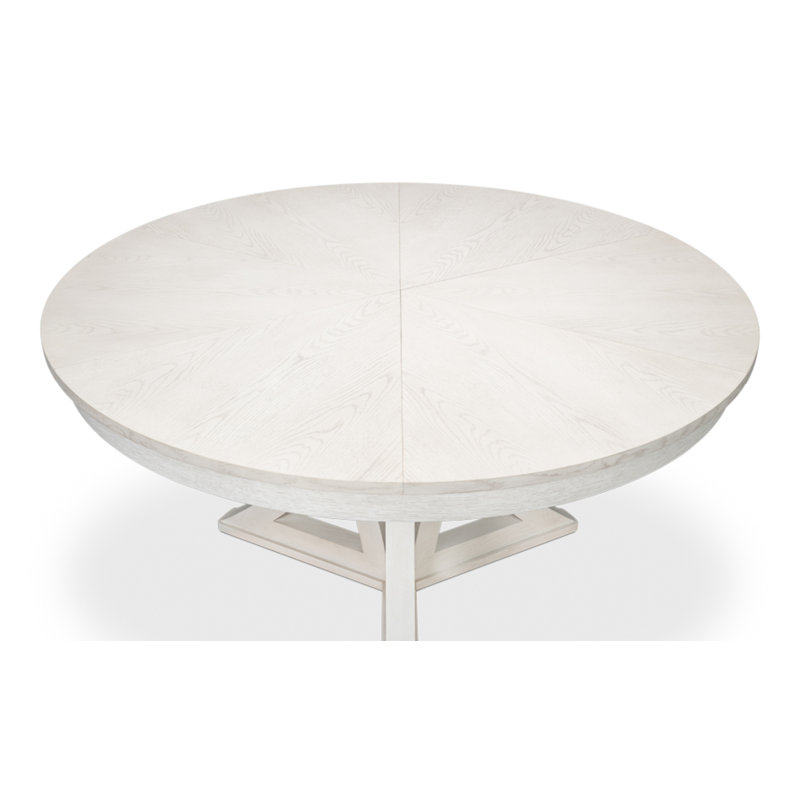 Casual Round Solid Oak Dining Table, Bleached Oak, 30"H x 64"L x 64"W