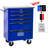 5 Drawers Workshop Tool Trolley With Wheels, Black + Blue, With Stainless Steel Roof, Lockable Drawers, 4 Universal Pull Handle Trolley, & Blue Metal Cart Handle, 4"-39189015