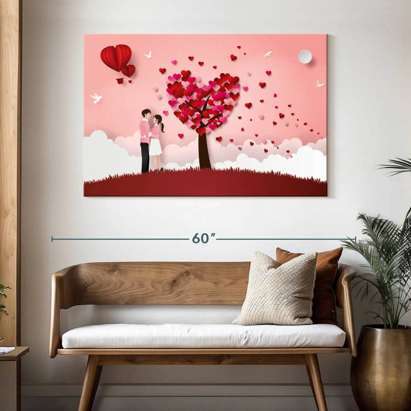 Hardie, couple de cœurs romantiques, H 32 po x l 48 po