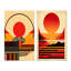 «Red Bold Sunset», 2 pièces sur toile-2091307600-2091307607