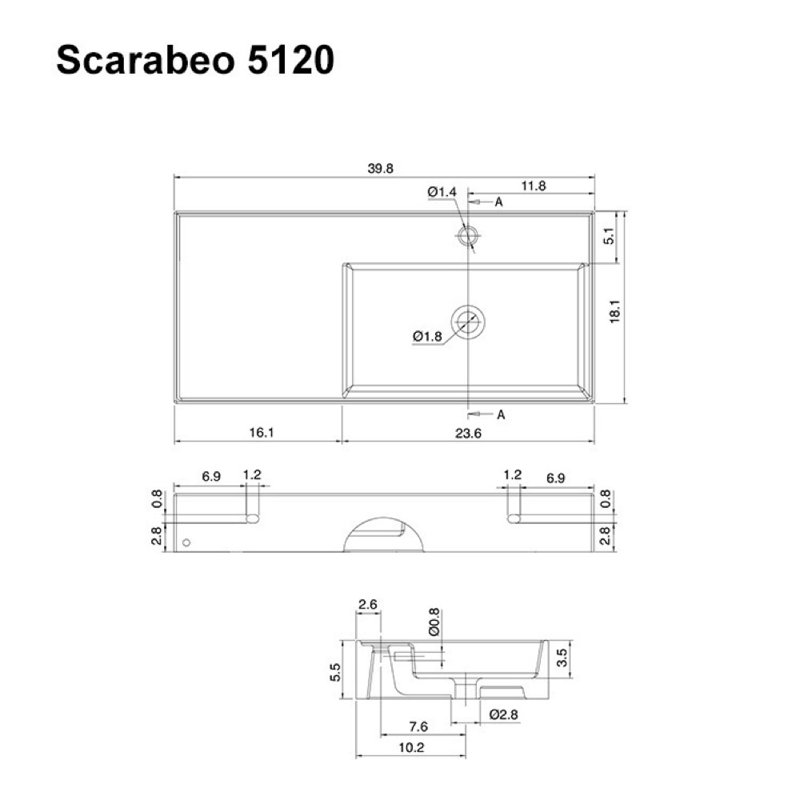 Scarabeo By Nameeks 18.1'' White Ceramic Rectangular Bathroom Sink with Overflow, One Hole