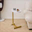 Table basse blanche en forme de C pour les petits espaces, acier et amp; Panneau de fibres à densité moyenne, peu encombrant et amp; Facile à glisser sous le canapé-54651800
