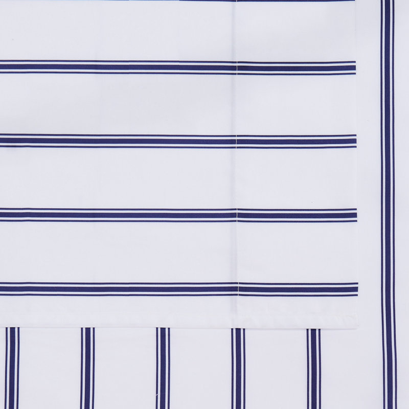 Ensemble de draps à rayures, Blanc / bleu marine, Ensemble de draps pour très grand lit + drap-hous