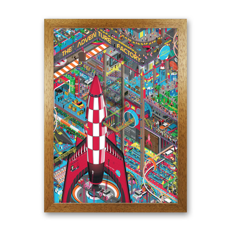 Rocket - Print, Oak Framed, 30cm H x 21cm W x 3cm D