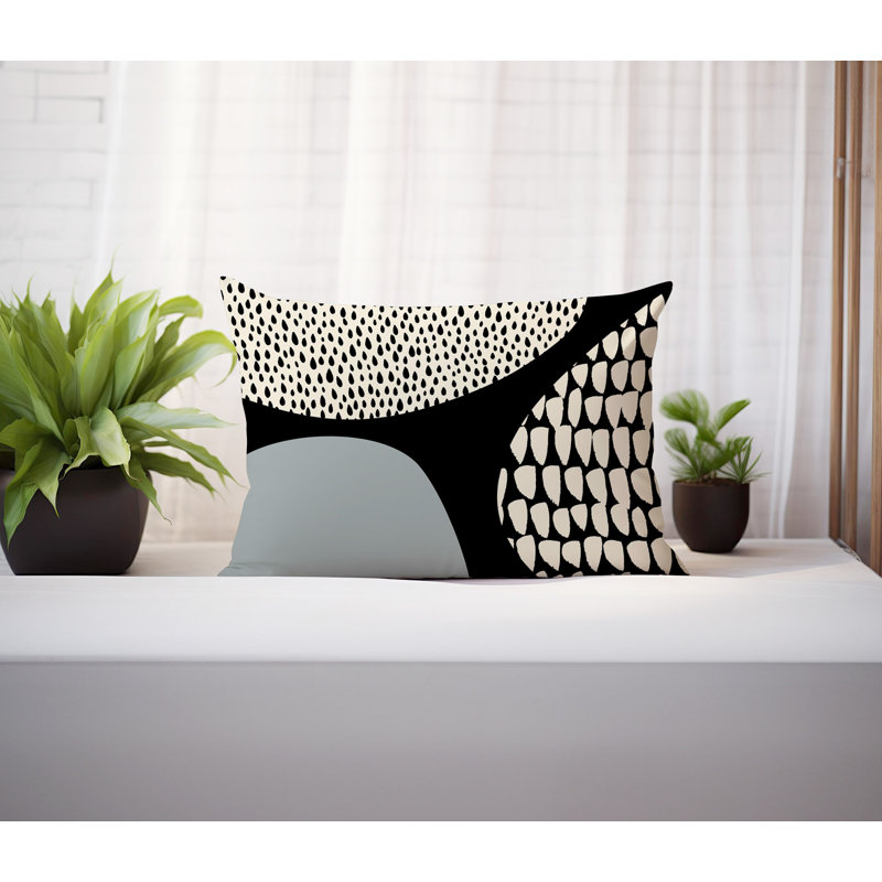 Coussin lombaire réversible intérieur / extérieur Vikka, H 18 po x l 25 po, Gris / noir / blanc cassé