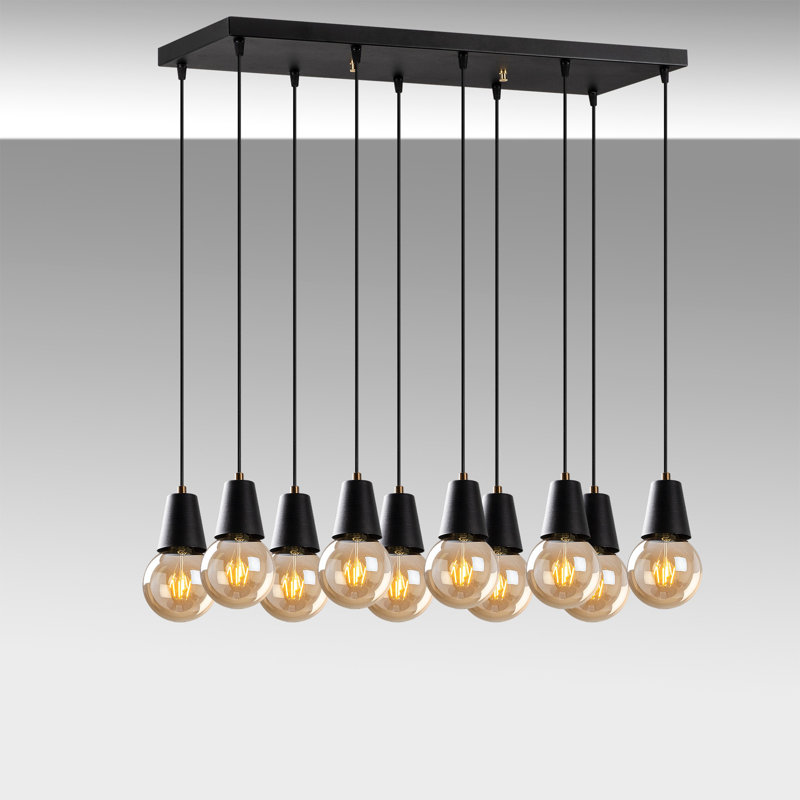 Luminaire suspendu pour îlot de cuisine 10 lumières Randles, Noir
