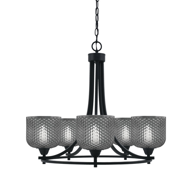 Lustre 5 lumières Paramount, Noir mat, Noir