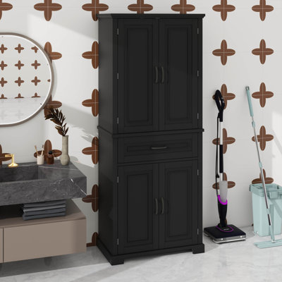 Armoire de salle de bain avec rangement, portes, tiroir, compartiments multiples et tablette réglable