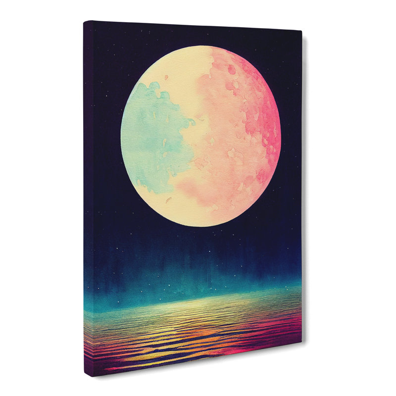 CAN-V0523-2729X Watercolour Moon - Wrapped Canvas Print, 50cm H x 35cm W x 3cm D