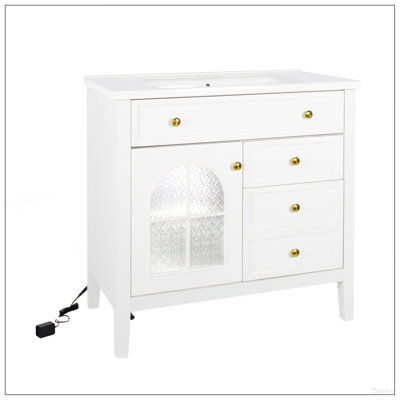 35.6" Bathroom Cabinet, Only Cabinet, White