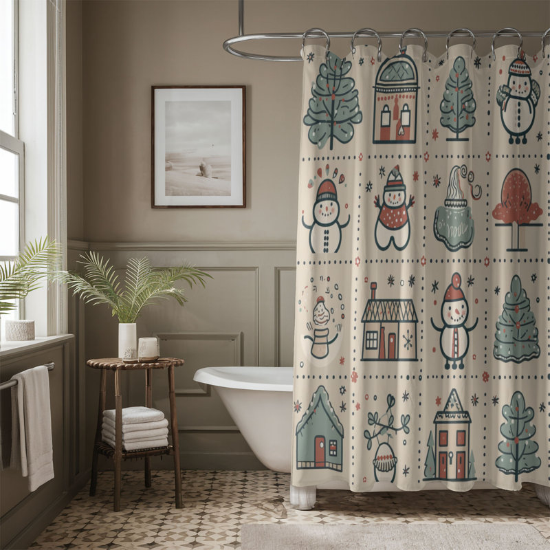 Rideau de douche Frozen Snowman, H 74 po x l 71 po