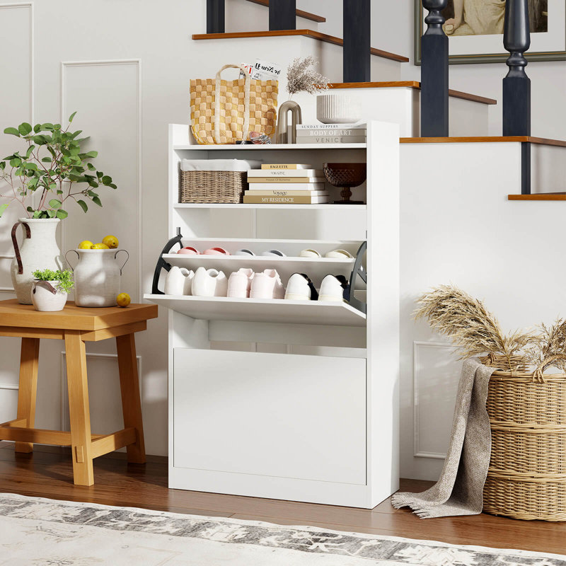 Shoe Storage Cabinet with 2 Flip Drawers, Adjustable Removable Shelves for Entryway