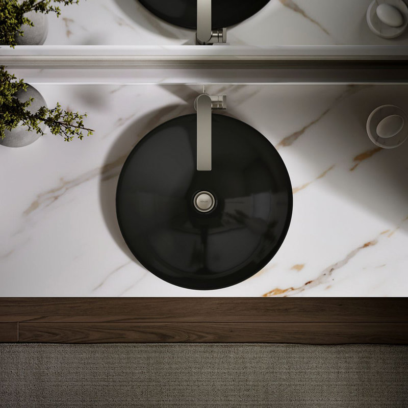 Carillon Circular Vessel Bathroom Sink, Black Black