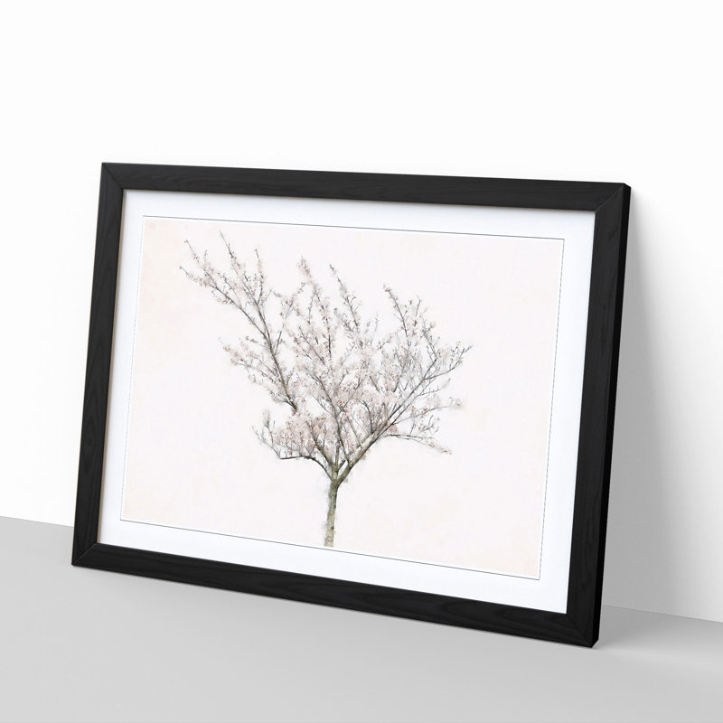 A Pink Cherry Blossom Tree - Picture Frame Painting Print, 24cm H x 33cm W x 2cm D, Black