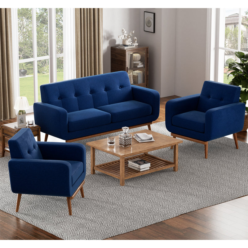 3 - Piece Living Room Set, Blue