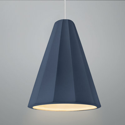 Radiance - Fluted 1-Light Pendant - Midnight Sky - Brushed Nickel - 9"W x 13"H - Replaceable Bulb - White Cord