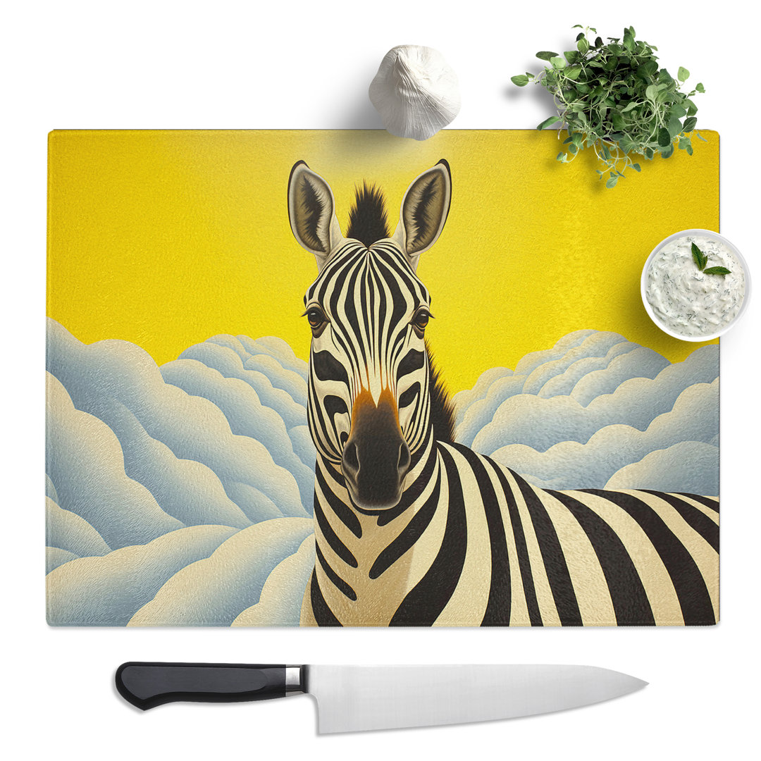 Zebra Op Art  Glass Chopping Board