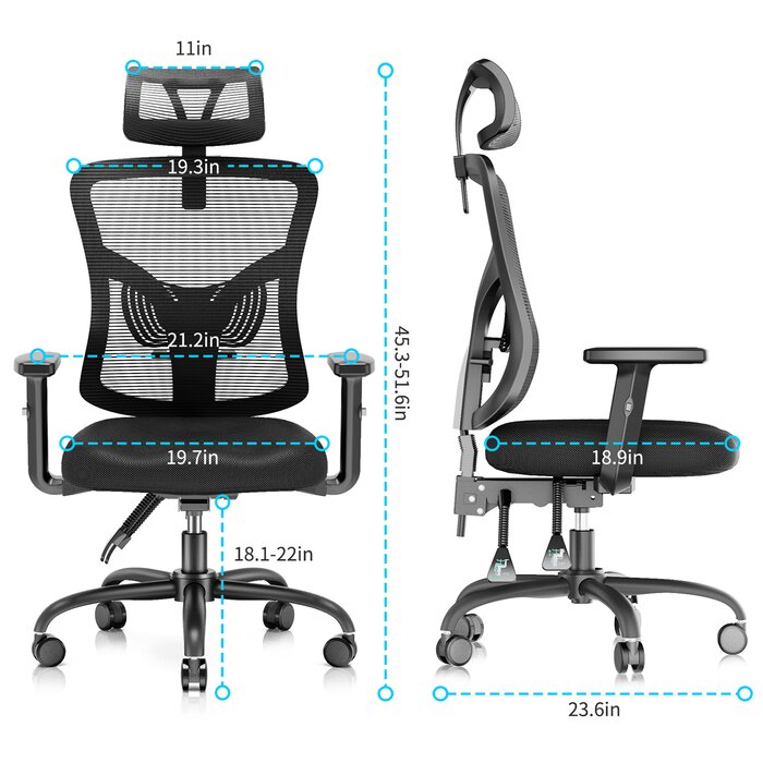 Inbox Zero Ergonomic Office Chair High Back Mesh Computer Chair With ...