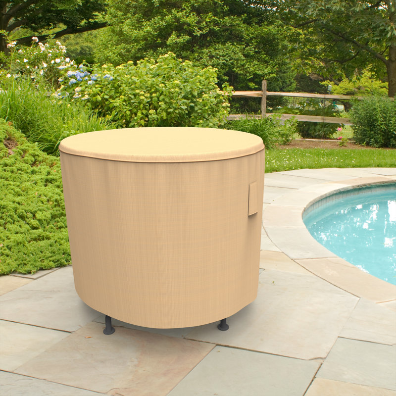 Eduardo Outdoor Round Patio Table Cover, Sandy Tan, 42" H x 50" D
