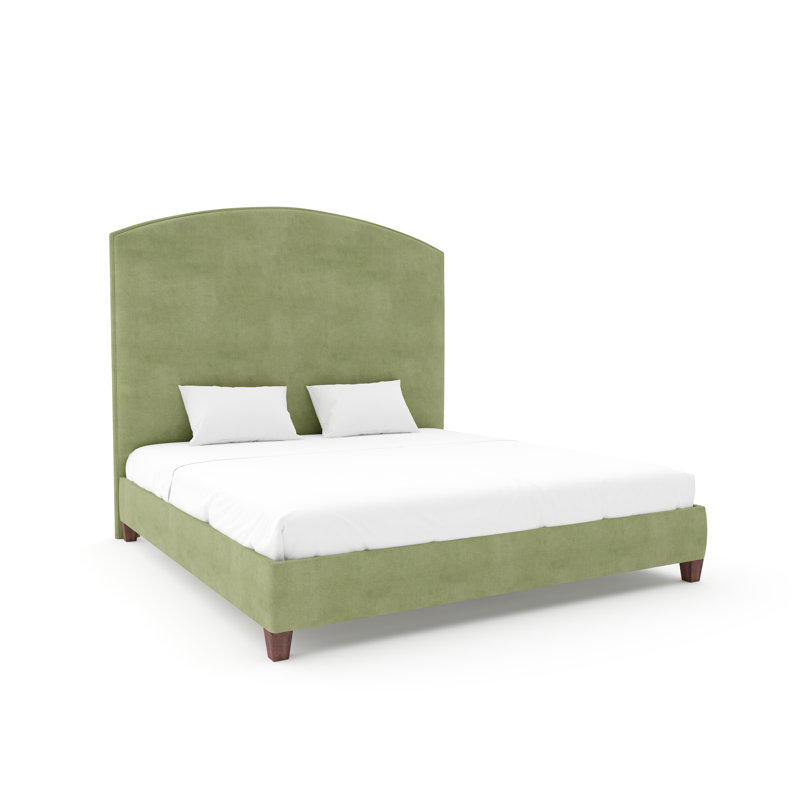 Benjamin Bed With 9" Rails, Espresso, Queen, Posh Life Performance Velvet Dove