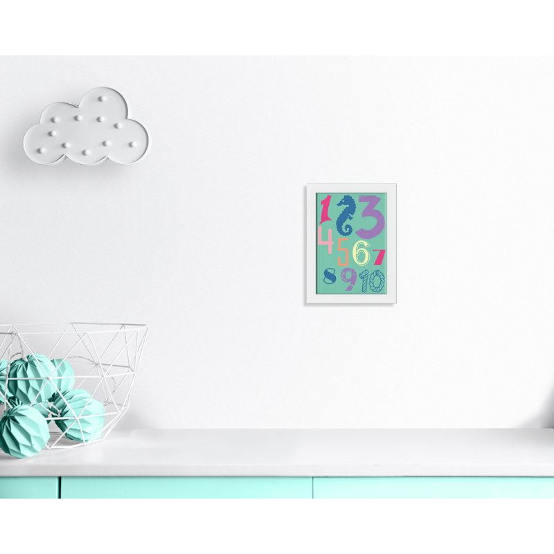 Décoration murale 123 pour enfants, 14" H x 10" W x 0.63" D, Cadre blanc