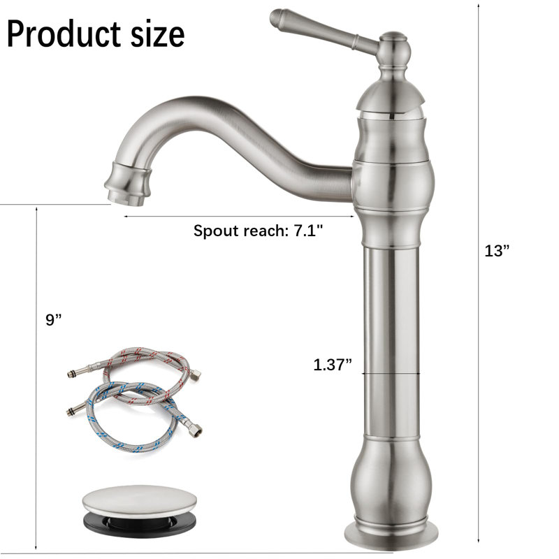 Heritage 360° Single-Handle Vessel Faucet With Pop-Up Drain, Brushed Nickel