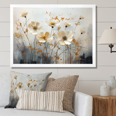 Minimalisme, fleurs sauvages beiges, prairies mélodiques I sur toile
