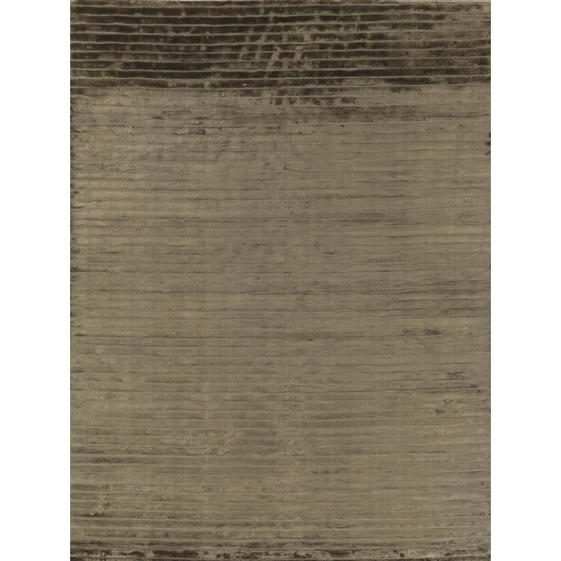 High Low Striped Area Rug in Khaki, Rectangle 12' x 15'