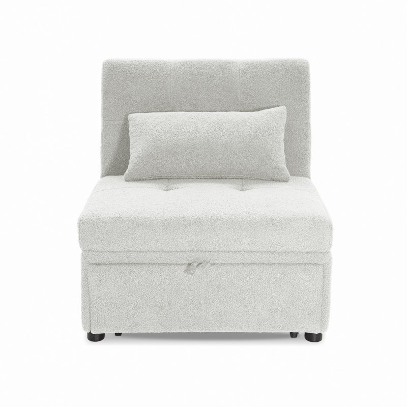 Convertible Sofa, White Sherpa