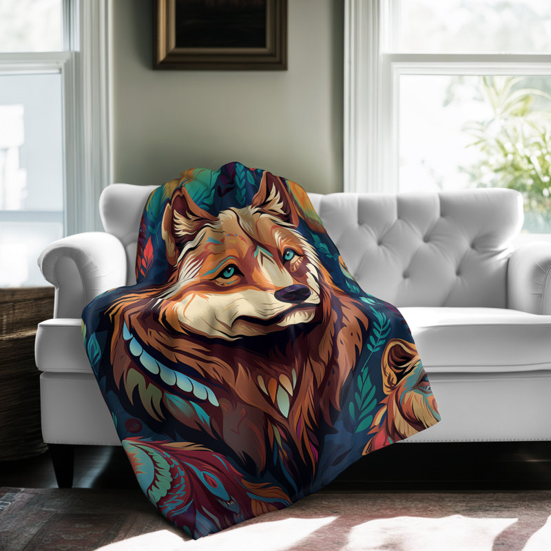 Couverture Tribal Wolf Essence, Grand lit