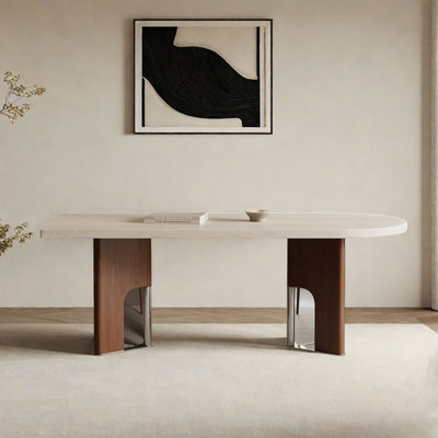 French-Style Semi-Circle Marble Dining Table