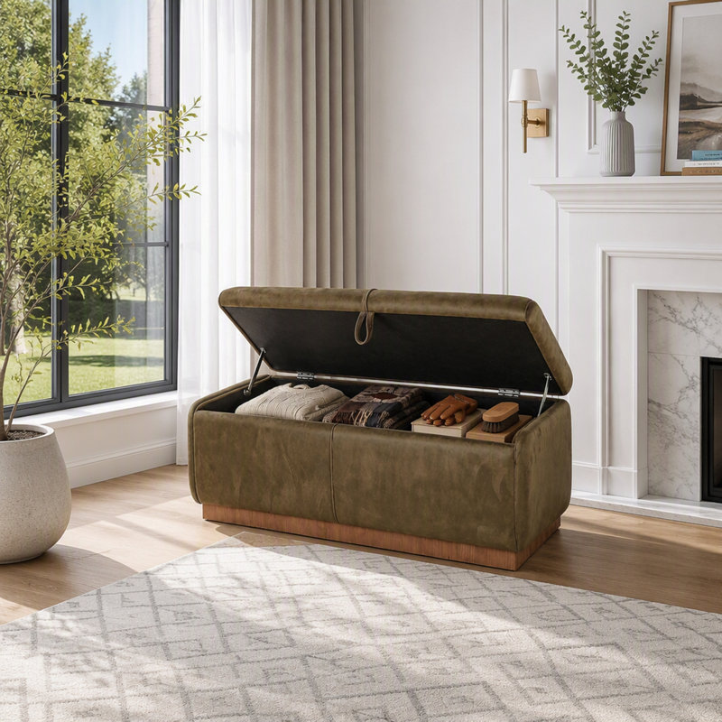 Banc rembourré en velours avec rangement et plateau relevable, multifonctionnel pour le salon et la chambre à coucher, compartiment caché spacieux