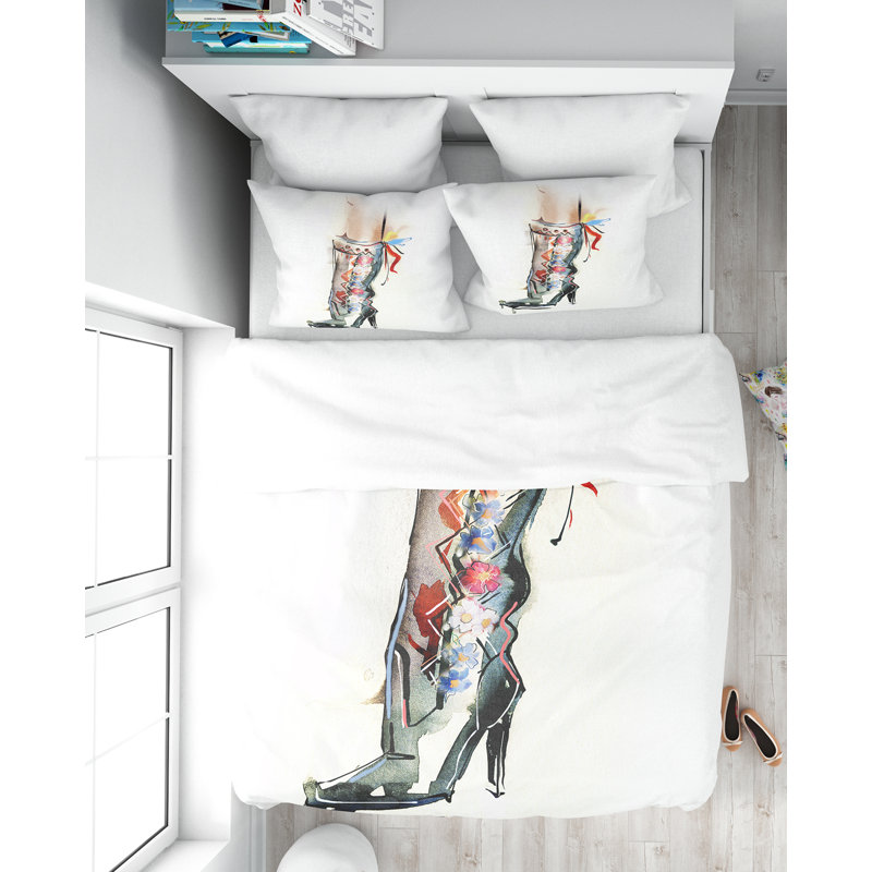 Ensemble de housse de couette à chaussures designart, Housse de couette très grand + 2 taies décoratives