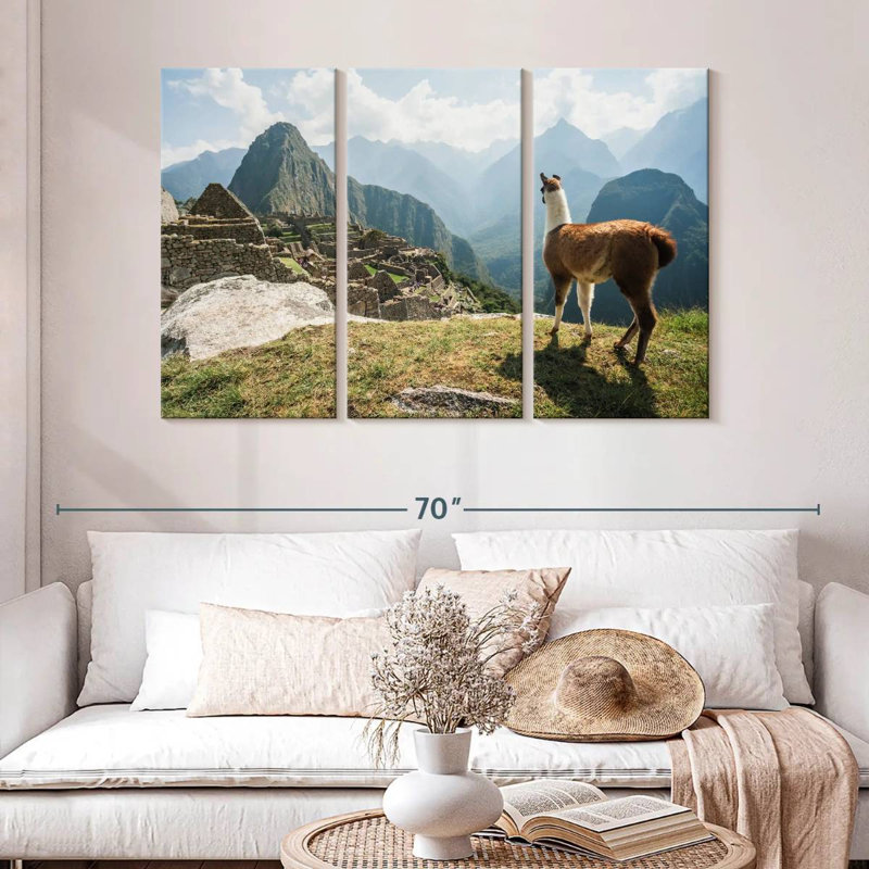 Brampt Llama And Machu Picchu, 32" H x 50" W
