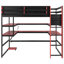 Lit mezzanine double en bois rouge avec bureau, rangement latéral et, pour un espace de jeu aristocratique, un espace bien équipé-130093348-130093346