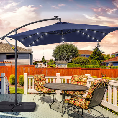 8'2" x 8'2" Square Lighted Cantilever Umbrella