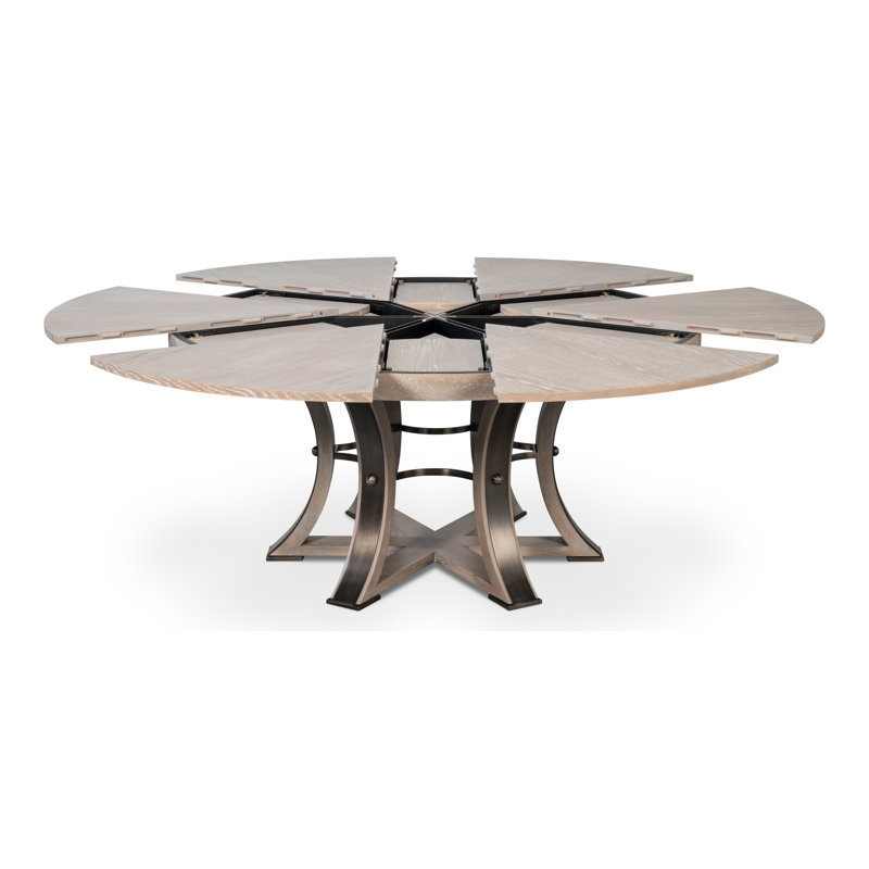Tower Round Solid Oak Dining Table, Moonskin/Hammered