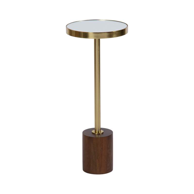 Ivy Bronx Hescott Mirrored Drink Table 10X10x24, Dark Brown Wood
