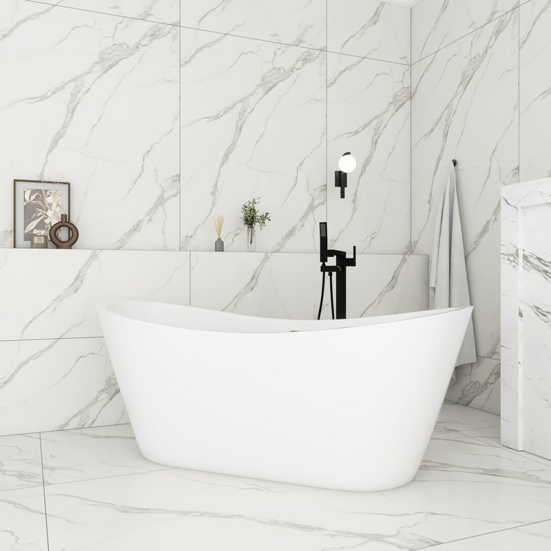 67'' X 30'' Acrylic Freestanding Soaking Bathtub In Glossy White